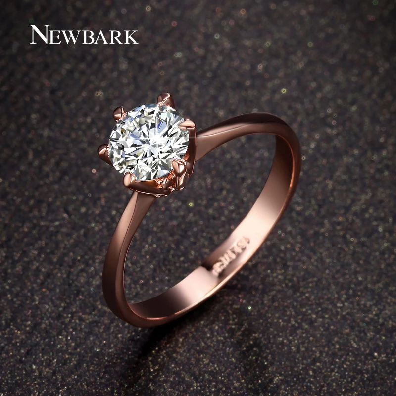 Newbark Forever Love Классический Обручальное Кольца розовое золото Цвет 6 зубец круглый