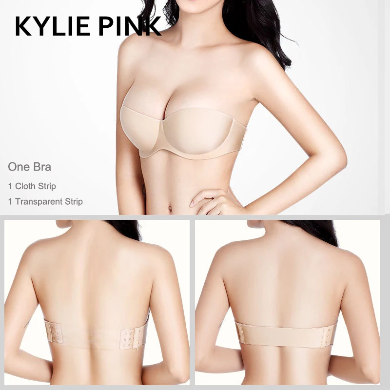 

KYLIE PINK Half Cup invisible Bras Women Push Up Bra Strapless Underwire Bras For Dress Wedding backless Bust Intimates