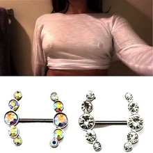Болотная Пара 14GSurgical сталь очаровательный CZ драгоценный камень AB Кристалл Кольца-штанги для сосков Прозрачный камень ниппель ювелирные изделия кольцо для пирсинга