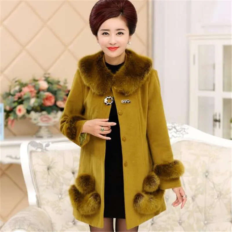 New Winter Wool Coat Women 2018 Fashion Casual Overcoat Fur Collar Plus Size 5Xl High Quality Woolen Jacket Female A3943