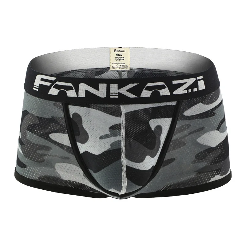 Мужское нижнее белье мужские боксеры Ropa Interior hombre camouflage cueca masculina мужское дышащее нижнее белье calzoncillo hombre boxer - Цвет: Серый