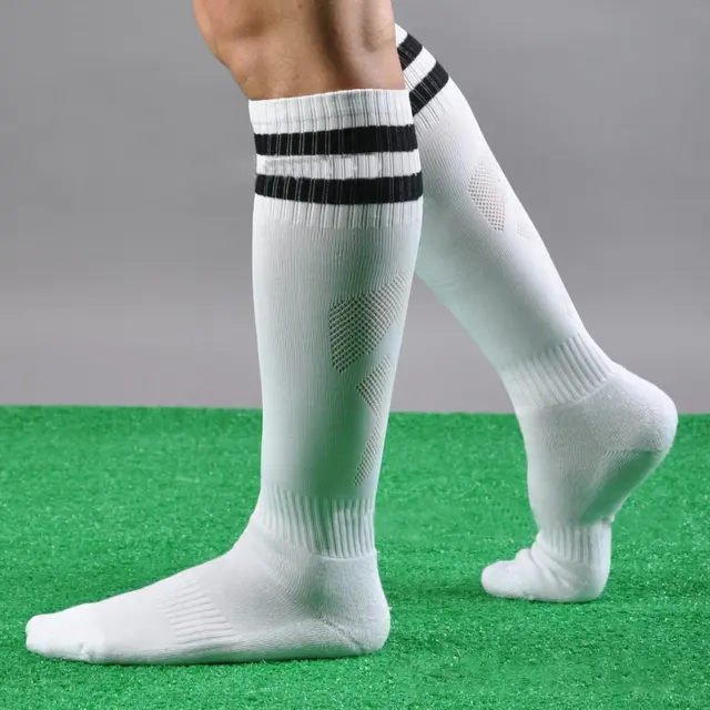 New Mens Knee Stocking Sport Football Striped Long Socks Cycling