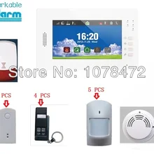 7 дюймов сенсорный экран 868 МГц Авто Дейл SMS Интерком охранных GSM сигнализация Поддержка нескольких языков+ PIR датчик, датчик дыма