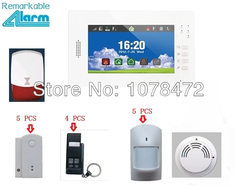 7 inch touch screen 868MHZ auto dail SMS intercom home security GSM font b alarm b