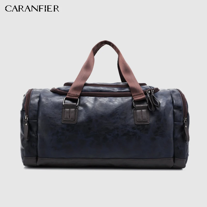 CARANFIER Мужская сумка из искусственной кожи, большая Вместительная дорожная сумка, многофункциональные сумки через плечо, мужские сумки на плечо, водонепроницаемые винтажные сумки