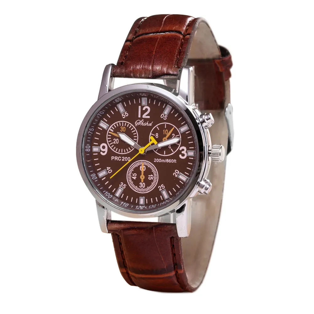 

Blue-ray glass Watch neutral quartz simulates wrist Watch Fashion Luxury Business Watches relogio epidermal Leather Strap watch
