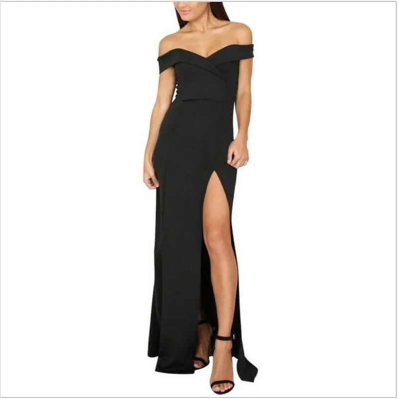 2017 New Summer Women Elegant Sexy Strapless Party Dresses Split Boho Beach Long Dress Slim Black Maxi Dress Robe Femme Vestidos womens-long-maxi-dresses : image 2017 New Summer Women Elegant Sexy Strapless Party Dresses Split Boho Beach Long Dress Slim Black Maxi Dress Robe Femme Vestidos womens-long-maxi-dresses