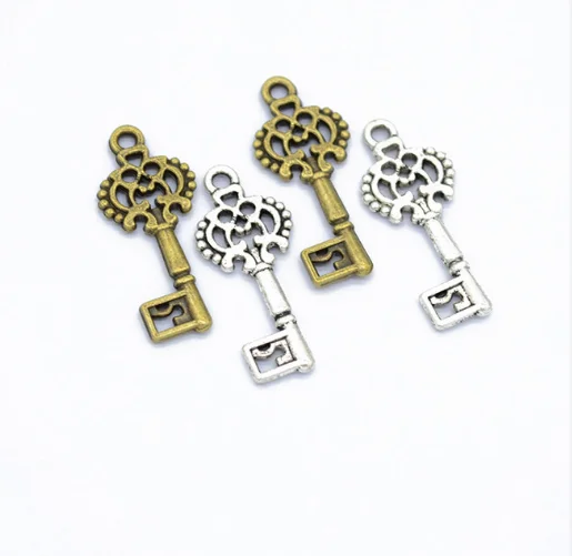 80pcs Vintage Antique Silver bronze key Charms pendant 29*12mm for european Jewelry Making DIY
