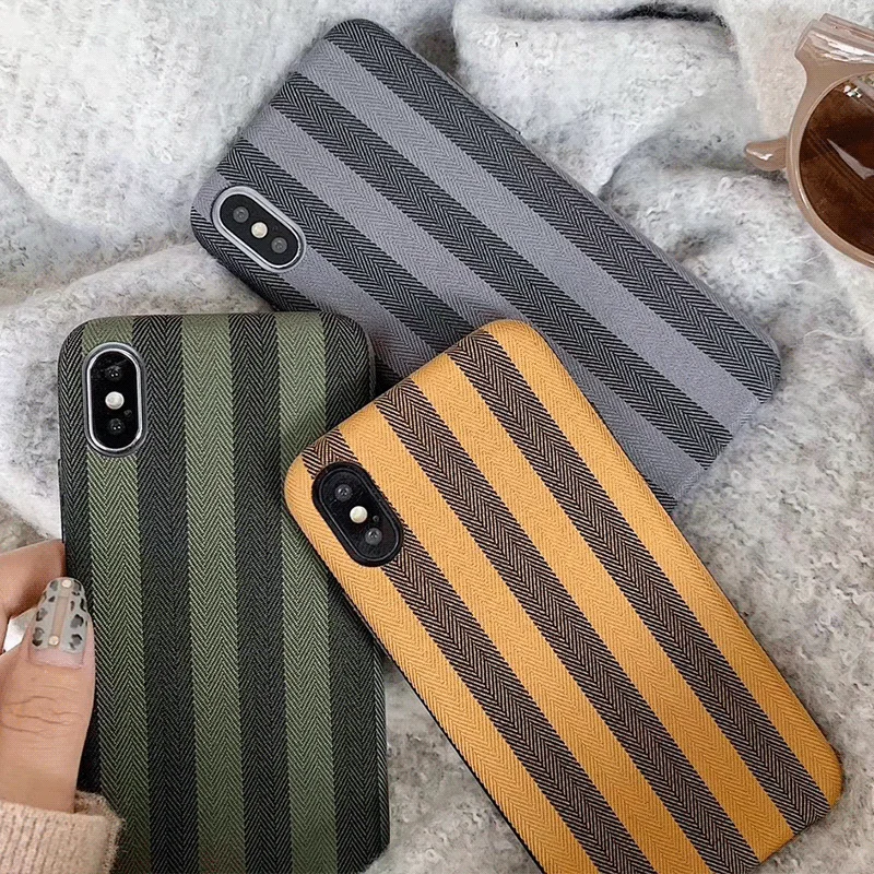 

New Style Stripe Case For iPhone 6 6Plus 6S 7 8 Plus X Cover Matte Protective Coque For iPhone XS XR XS Max Case Phone Bumper