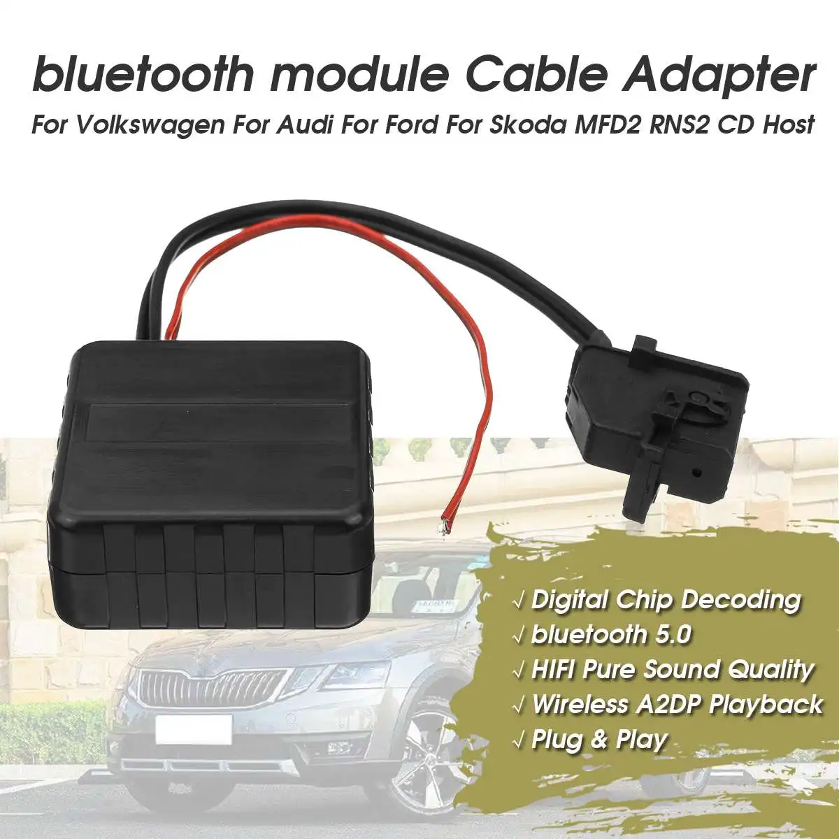 

Car bluetooth Module Music Audio Cable Adapter For Audi For Ford For Skoda MFD2 RNS2 CD Host