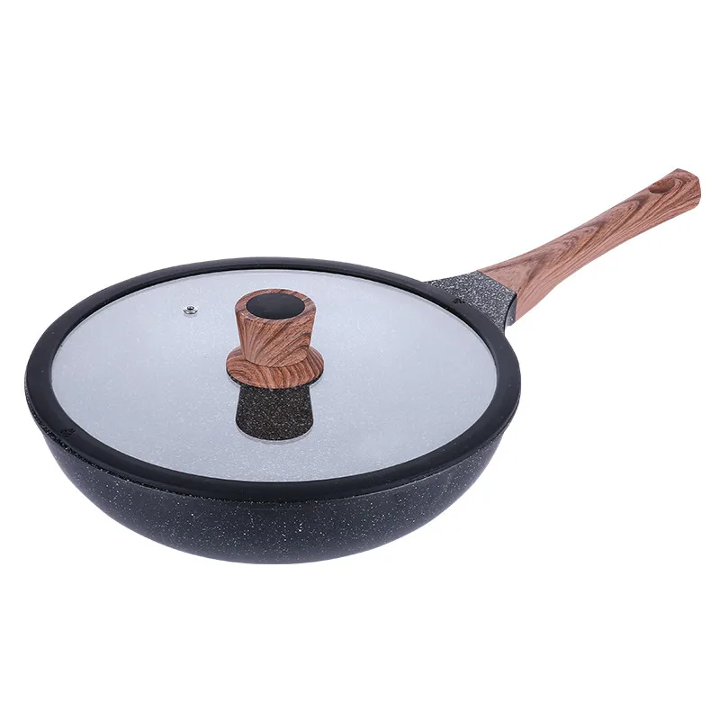 30 cm paella pans stone layer frying pan nonstick smokeless with glass