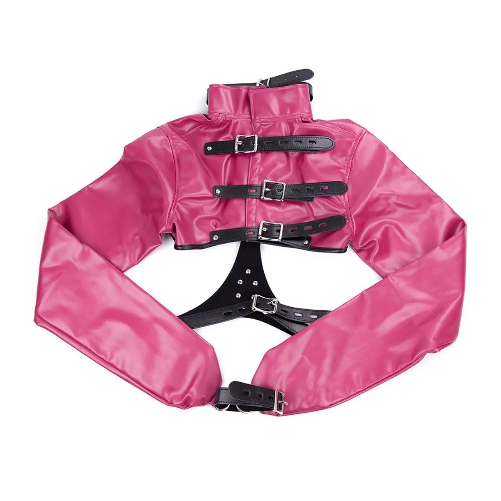 Кожаные пикантные ограничения с глубоким вырезом прямая куртка для SM зажимы для сосков ролевая игра БДСМ Связывание взрослых секс игры