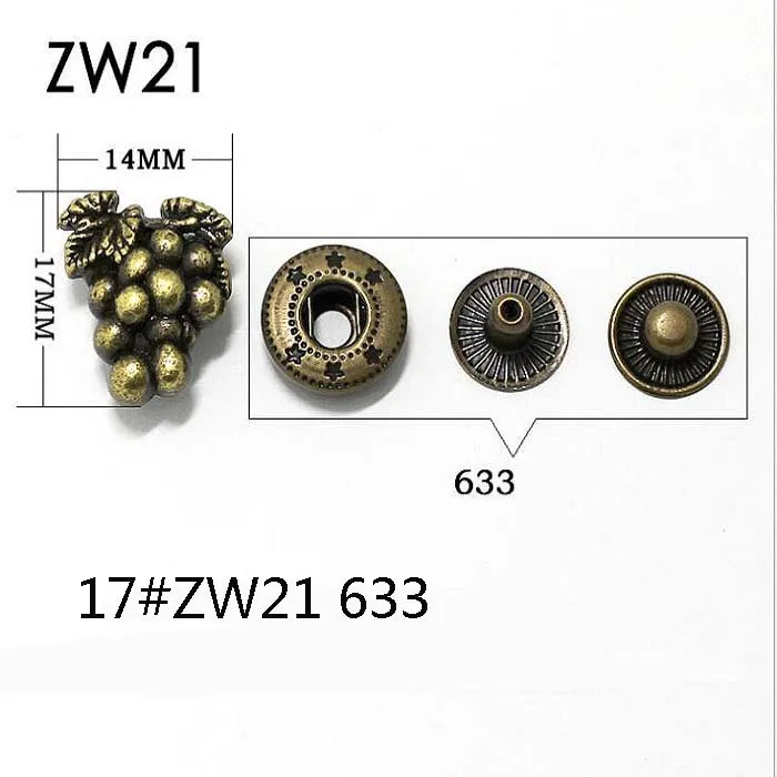 4in одна кнопка застежки Pres зубец Стад винтажный металлический цветок заклепки в форме фруктов для ручной работы DIY шитье кошелек сумочка пальто 1