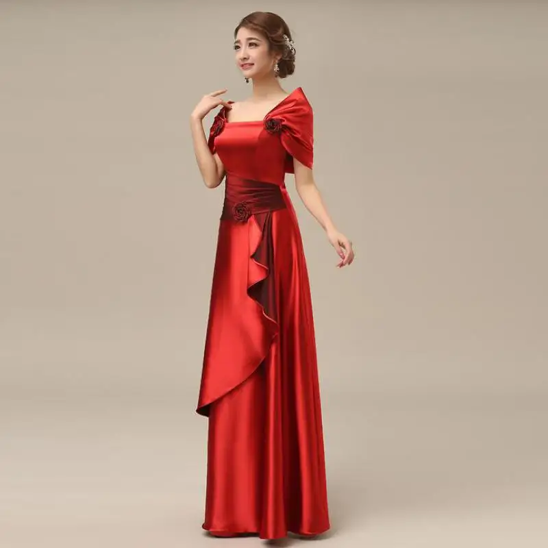 

Large Size S-6xl New Women's Red Dress High Quality Three-dimensional Flowers Stitching Harajuku Talent Show Long Party Costume