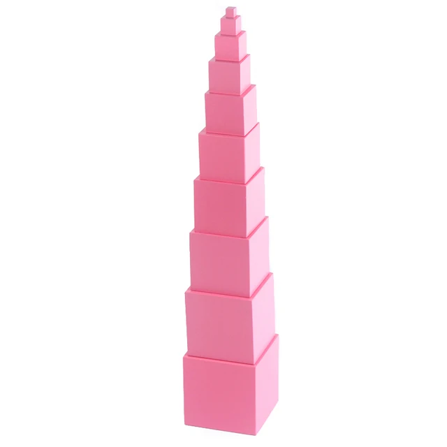 High Quality Wooden Montessori Mathematics Toys Pink Tower Solid Wood Cube 0.7-7CM Early Preschool Educational Children Day Gift 5