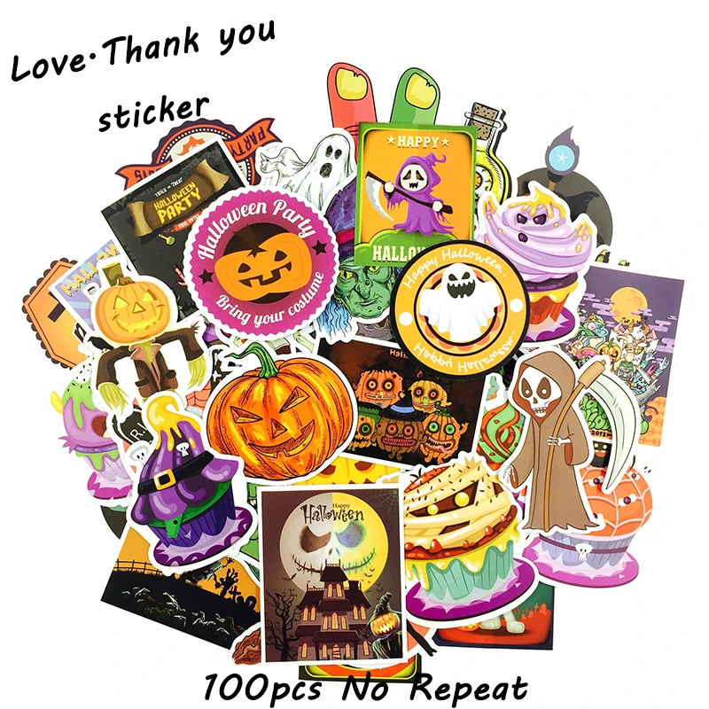 HOT 100pcs DIY Handbook Stickers Cute Funny Halloween Stickers Funny Decorative Stickers Scrapbooking DIY Craft Photo Albums