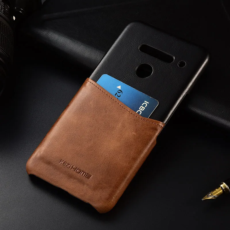 

Case for LG V50 ThinQ KEZiHOME Two Colors Genuine Leather Hard Back Cover For LG V50 with Card Pocket