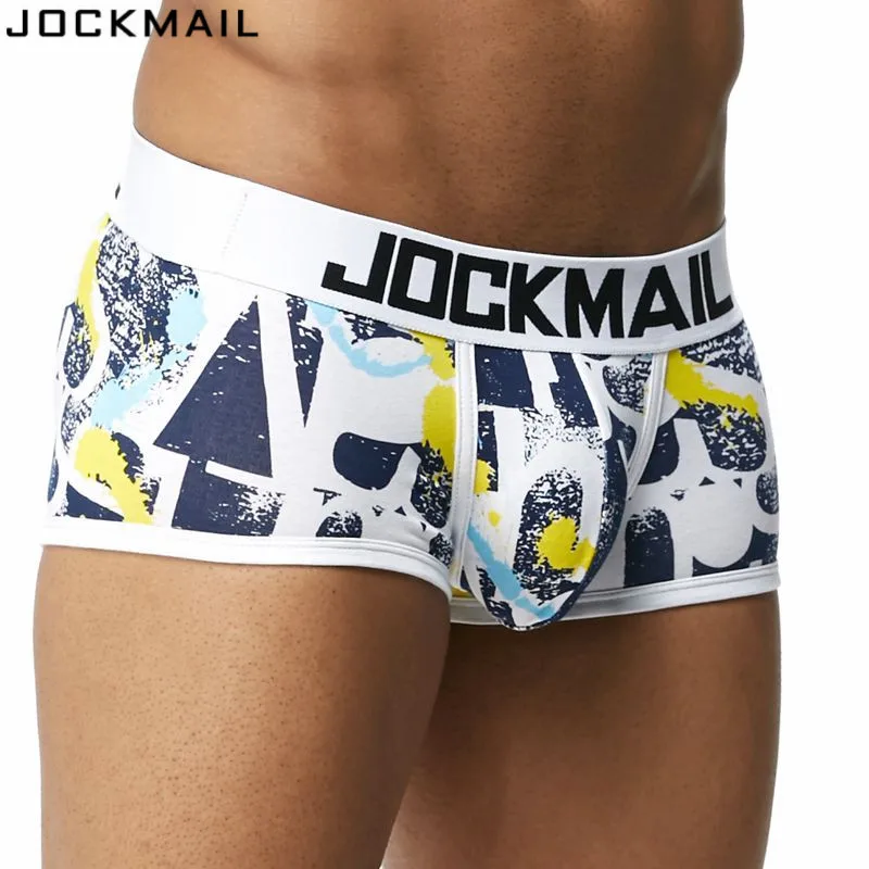 JOCKMAIL, Фирменное Сексуальное мужское нижнее белье, боксеры, трусы, гей, с мешочком для пениса, домашняя одежда для сна, высокое качество, мужское нижнее белье, боксеры, шорты, одежда для сна