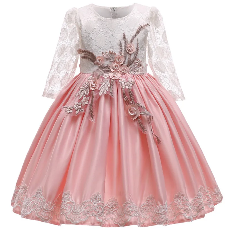 

3-12 yrs Retro Girls Wedding Party Ball Gown Lace Dresses For Kids Baby Girl Princess Dress Clothes Children Clothing Costumes