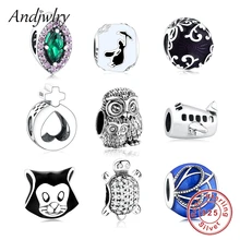 925 пробы, серебряная сова, талисманы, подходят к оригиналу Pandora, Браслет-талисман из бусинок, Женские Ювелирные изделия, европейские DIY Berloque