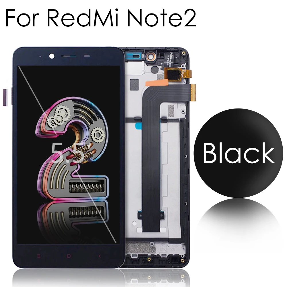 5,5 ''ЖК-дисплей для Xiaomi Redmi Note 2 ЖК-дисплей кодирующий преобразователь сенсорного экрана в сборе рамка для Redmi Note 2 ЖК-экран