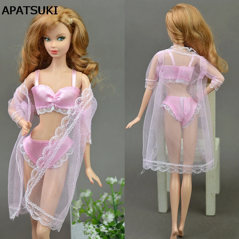 

Doll Accessories Sexy Pajamas Gown Underwear Lingerie Bra Lace Coat Clothes for Barbie Dolls Christmas Kids Gift