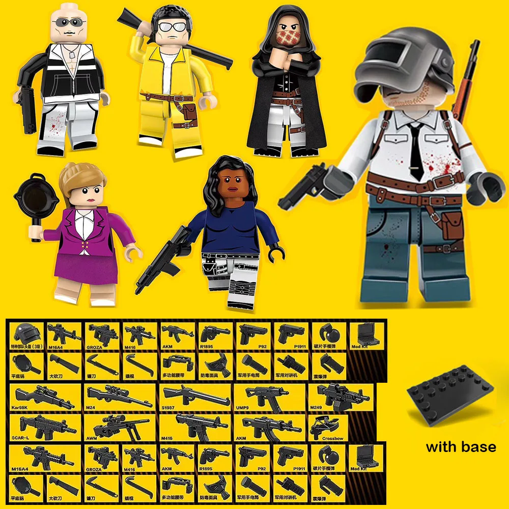 

2018 PUBG Winner Chicken Dinner Battlegrounds Military Army Weapons Figure Building Block Sets Kids Toys Compatible Legoed