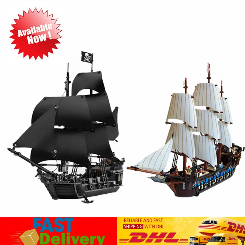 

Compatible LegoINGlys 10210 4184 Lepin 22001 Pirates Imperial Flagship +16006 Black Pearl Ship Blocks Bricks Toys for Children