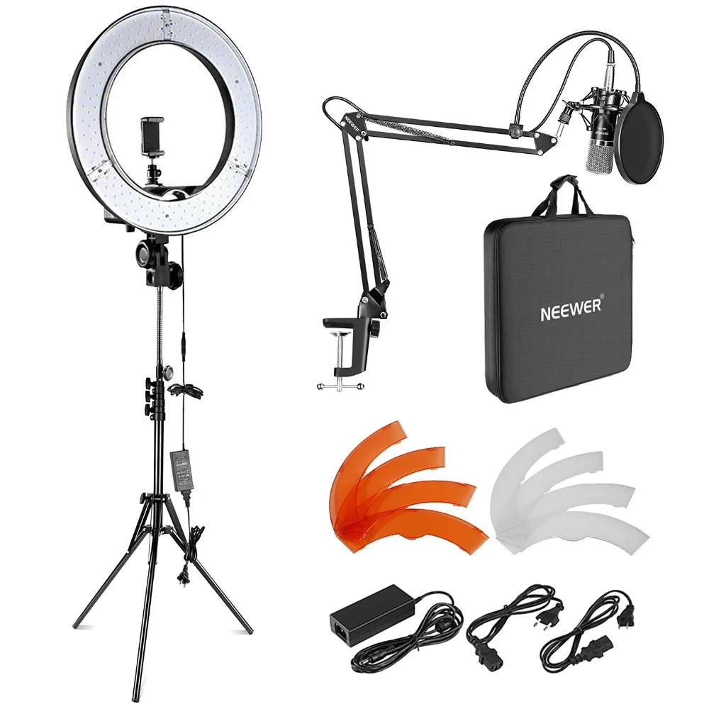 

Neewer 18-inch Outer LED Ring Light and Condenser Microphone Kit for Live Stream,YouTube Video with NW-35 Suspension Arm Stand,