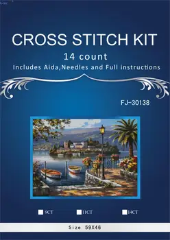 

59-44 Needlework Crafts 14CT unprinted Embroidery Quality Counted Cross Stitch Kit Set Oil Painting Lago del Porto pattern