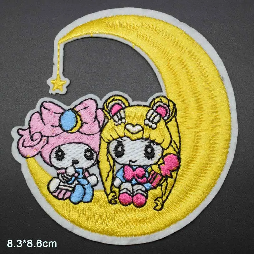 

Two Girls In Moon Japanese Anime Sailor Moon Iron on Embroidered Cloth Patch For Girls Boys Clothes
