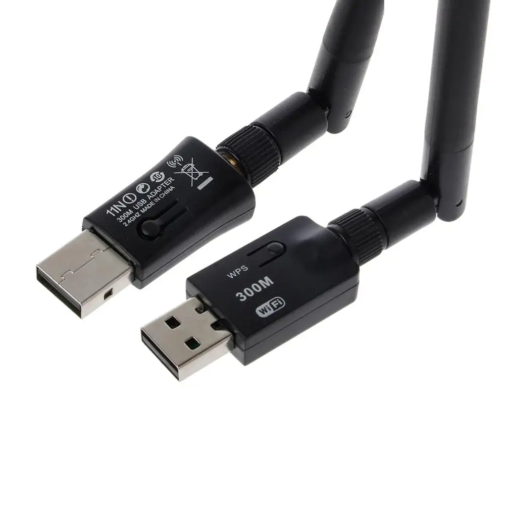 Мини USB Wifi адаптер 300 Мбит/с 2 дБ 5 антенна сетевая Lan Карта ПК Wi Fi приемник