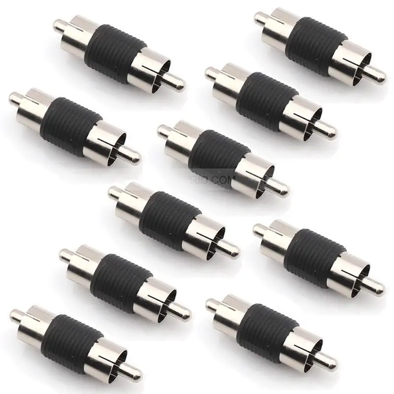 10pcs RCA Male to RCA Male Plug Coaxial Cable Audio CCTV TV Adapters