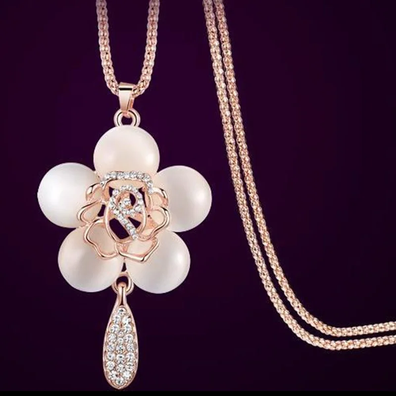 Модные цепи ожерелье длинное ожерелье розы цветок Полые бусины круг Богемия Женская обувь свитер цепочки и ожерелья Рождественский подарок