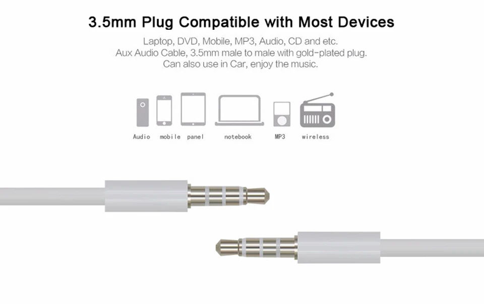 Black or White Audio Jack Cable