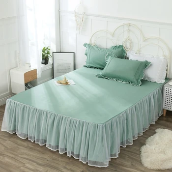 

Custom Size Cotton Bed Skirt Double Layer Lace Ruffles Comfortable Soft Breathable Bed Cover Bedsheet Multi-color Bed Covering#s