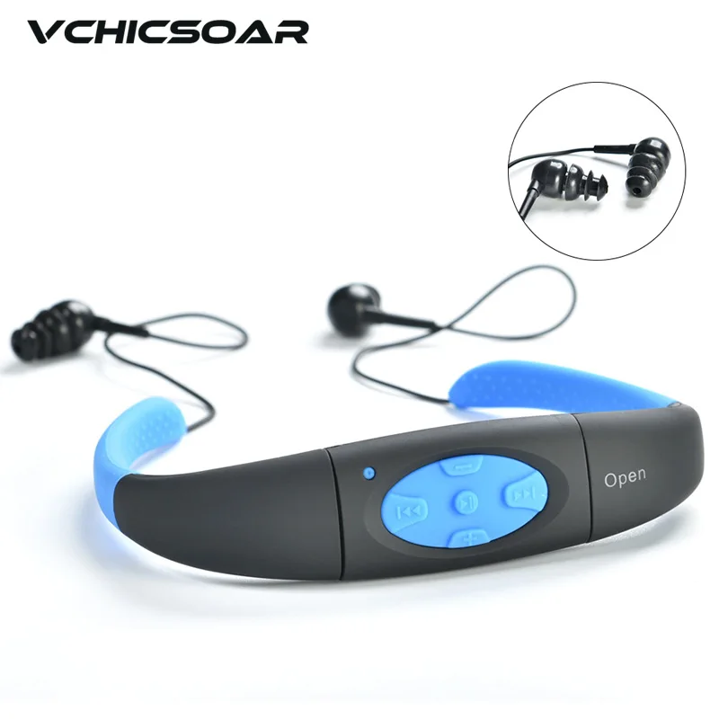 

Vchicsoar IPX8 Waterproof 8GB Underwater Sport MP3 Music Player Neckband Headphones Headset with FM Audio for Diving Swimming