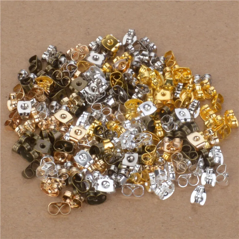 

100pcs/lot Gold Silver Plated Earring Backs Bullet Stoppers Earnuts Ear Plugs Alloy Findings Jewelry Accessories