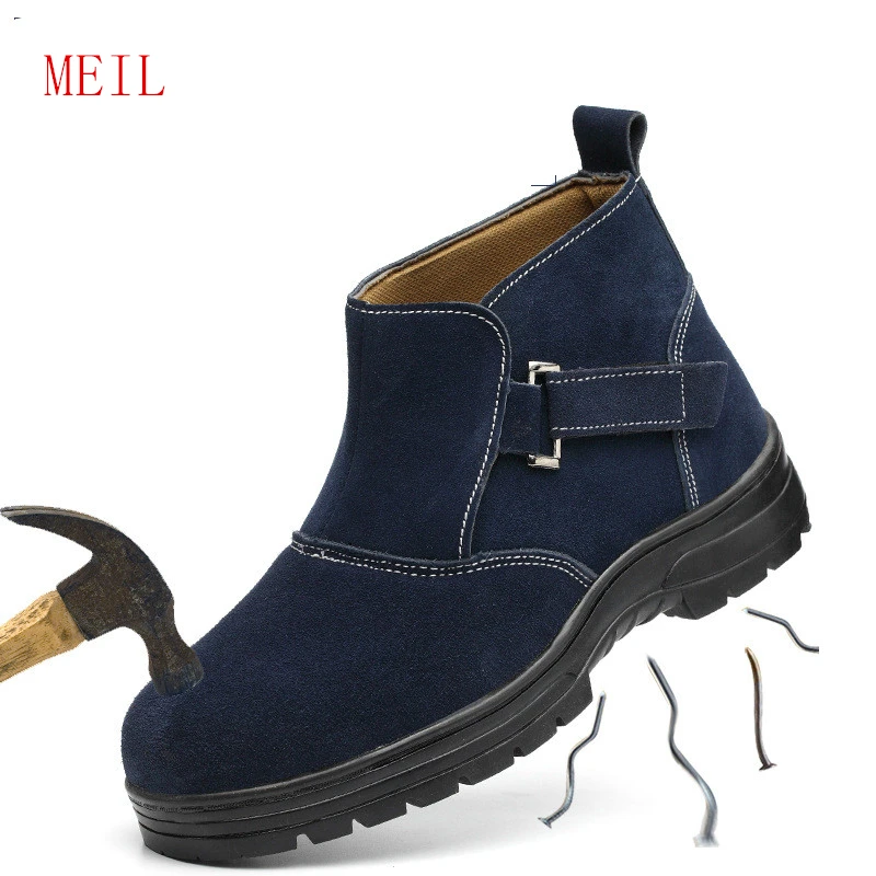 

Spring Men's Boots High Tops Steel Toe Safety Shoes for Men Protective Working Shoes Warm Mens Work Shoes Winter Ankle Boots Men