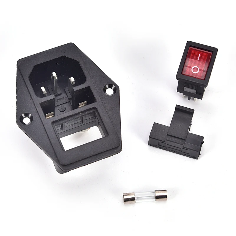 

3 Pin IEC320 C14 Inlet Module Plug Fuse Switch Male Power Socket 10A 250V AC 10A 250V