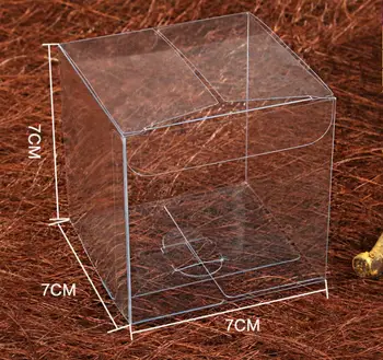 

7*7*7CM Transparent PVC chocolate bomboniere box, wedding birthday festival party favor candy Toy gift packaging , 80PCS