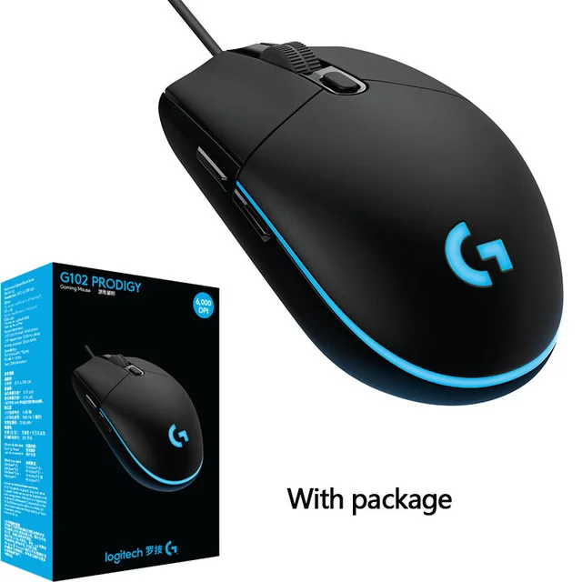Проводная игровая мышь logitech G102 IC PRODIGY, 16,8 м, цветная, RGB, с подсветкой, PC gamer, 8000 dpi, Mause, оптическая компьютерная мышь для ноутбука, игровая мышь - Цвет: black