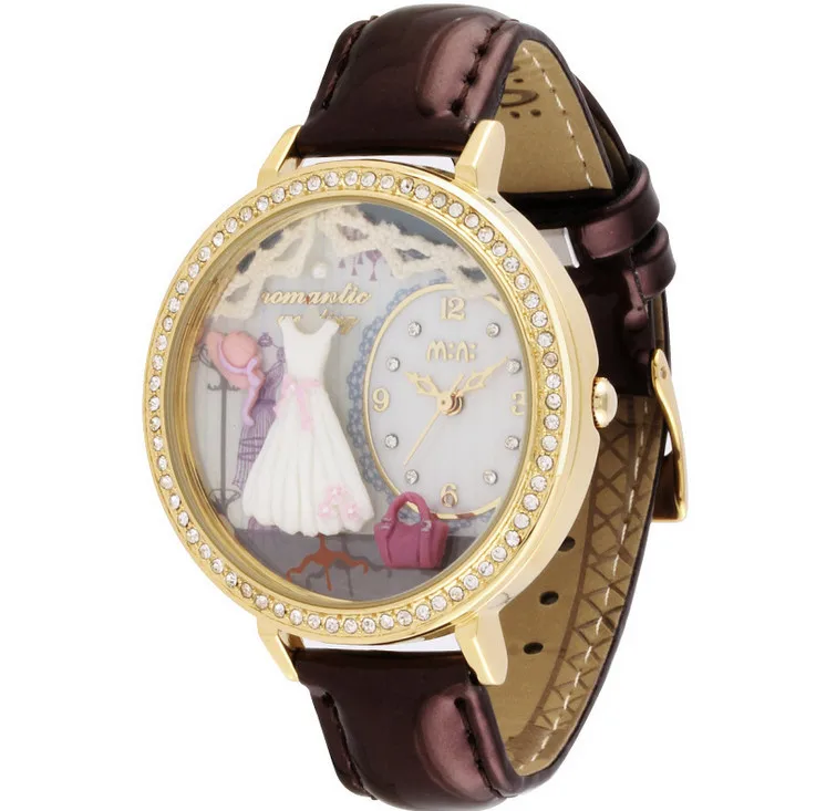 Элегантные модные женские часы с изящными кристаллами, ручная работа, глиняные белые платья, наручные часы из натуральной кожи, кварцевые часы, Reloj S043