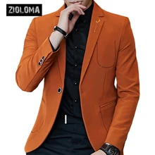 ZIOLOMA мужской модный приталенный костюм мужской деловой пиджак на одной пуговице брендовый мужской пиджак