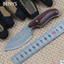 Benys дамасский нож с деревянной ручкой охотничий нож Походный нож с деревянной ручкой ножи из дамасской стали