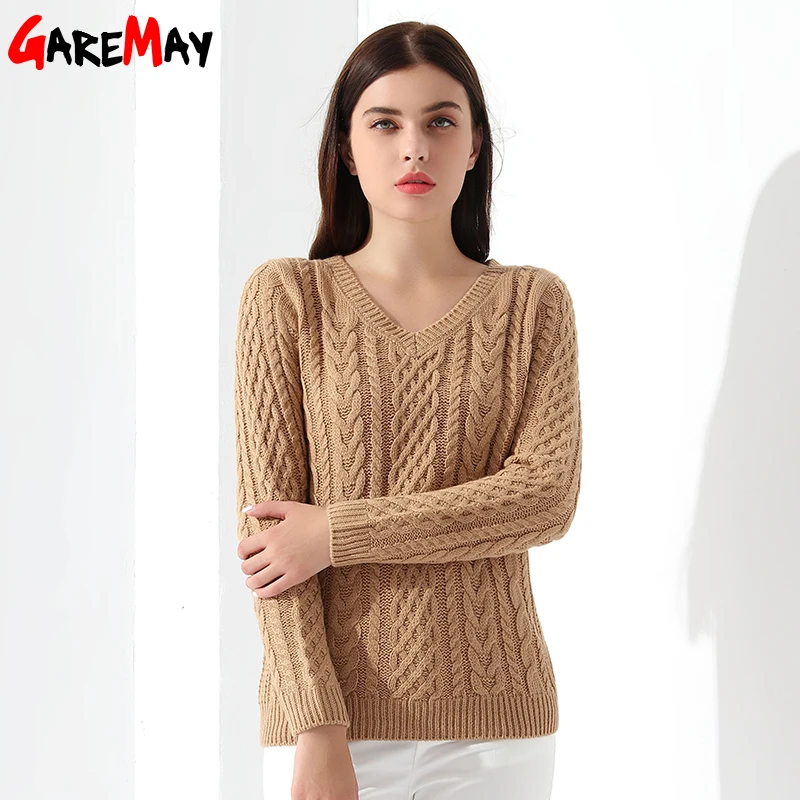 Women Sweaters And Pullovers Long sleeve Knitted White Sweater Women's Female Winter V Neck Sueter Mujer Pull Femme 2018 GAREMAY Women Sweaters And Pullovers Long sleeve Knitted White Sweater Women's Female Winter V Neck Sueter Mujer Pull Femme 2018 GAREMAY