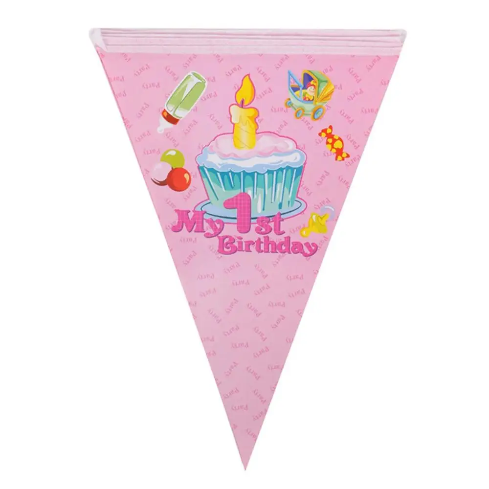 10 шт./компл. один год флаги баннеры товары для дома украшения детский день рождения все для праздника праздник украшения - Цвет: PINK