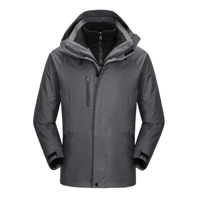 Открытый для мужчин зимние 2 шт. ветровка Softshell флисовые куртки спортивные непромокаемые ветрозащитный термальность пеший Туризм лыж - Цвет: Gray