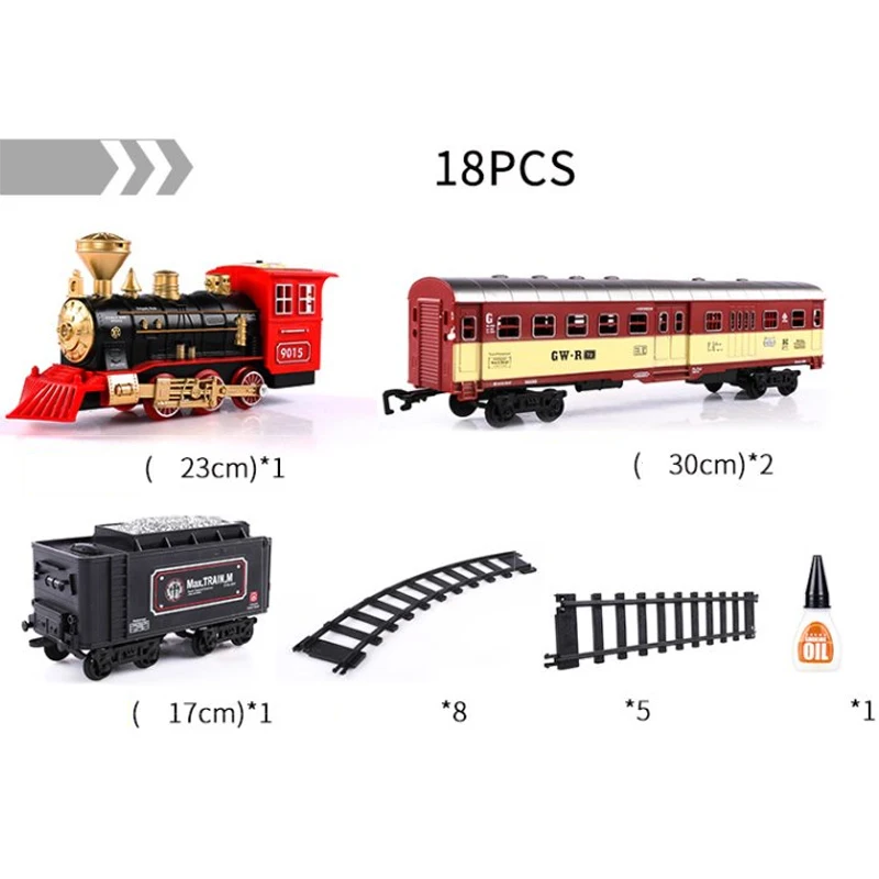 Бренд классический трек поезд Ретро модель Паровозик Электрический моделирование собрать хобби игрушки 18 шт. детей рождественские подарки