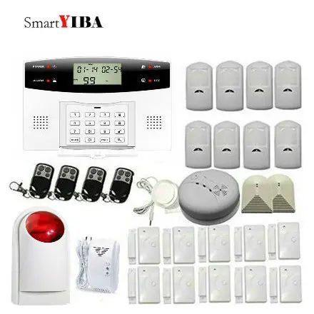 SmartYIBA Smart Home Security Alarm System Gas Leak Sensor Red Strobe Siren Smoke/Fire Alarm Sensor GSM Alarmes Kits SmartYIBA Smart Home Security Alarm System Gas Leak Sensor Red Strobe Siren Smoke/Fire Alarm Sensor GSM Alarmes Kits